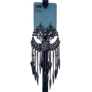 3/$25 Ella Intricate Black Dangle Statement Earrings